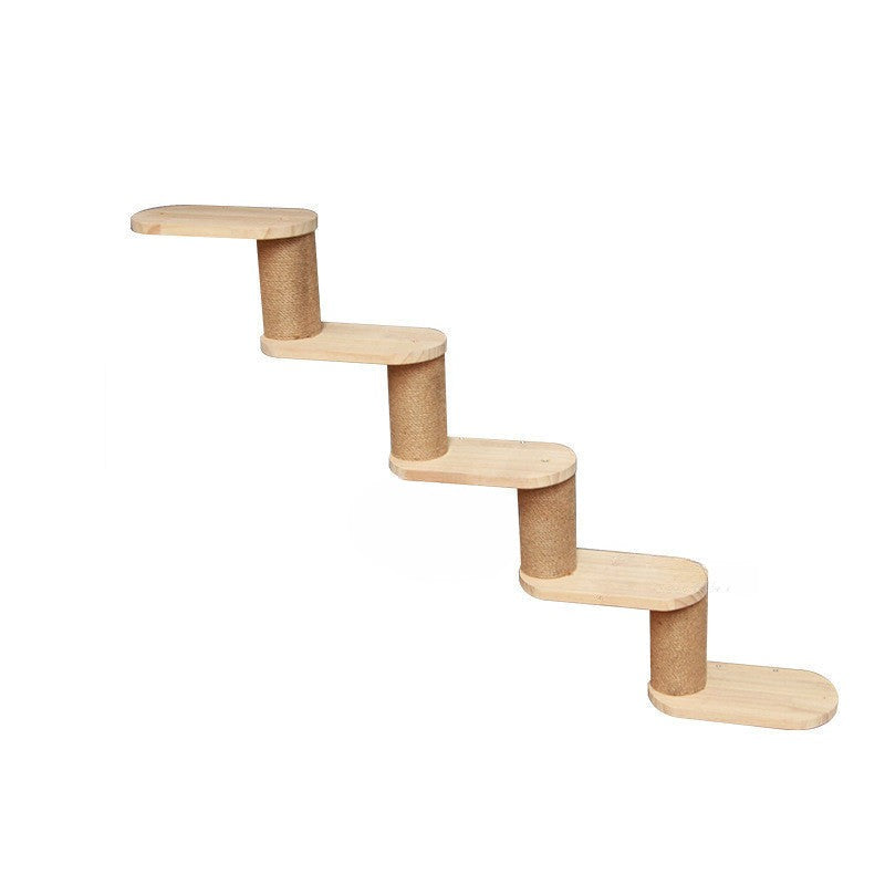 Wall Climbing Frame For Cats With Suspended Platform And Ladder