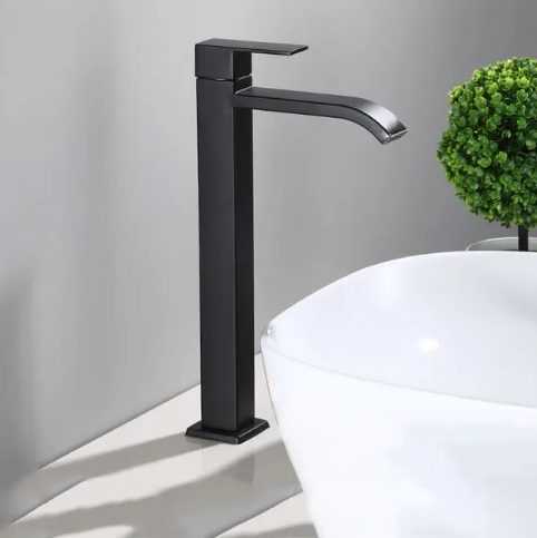 Robinet De Vasque Surélevé – Finition Élégante Noir Mat