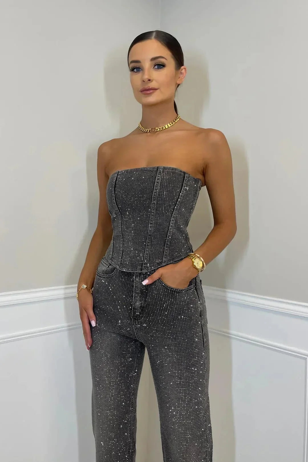 Ginia | Long Jumpsuit Bustier – Glamour and Distinction