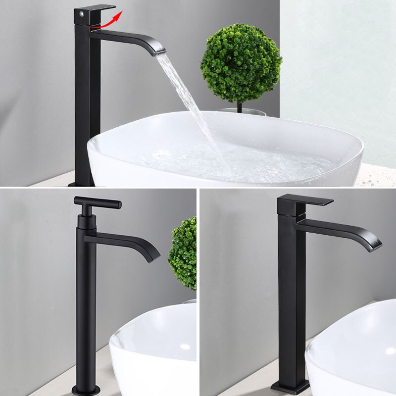 Robinet De Vasque Surélevé – Finition Élégante Noir Mat