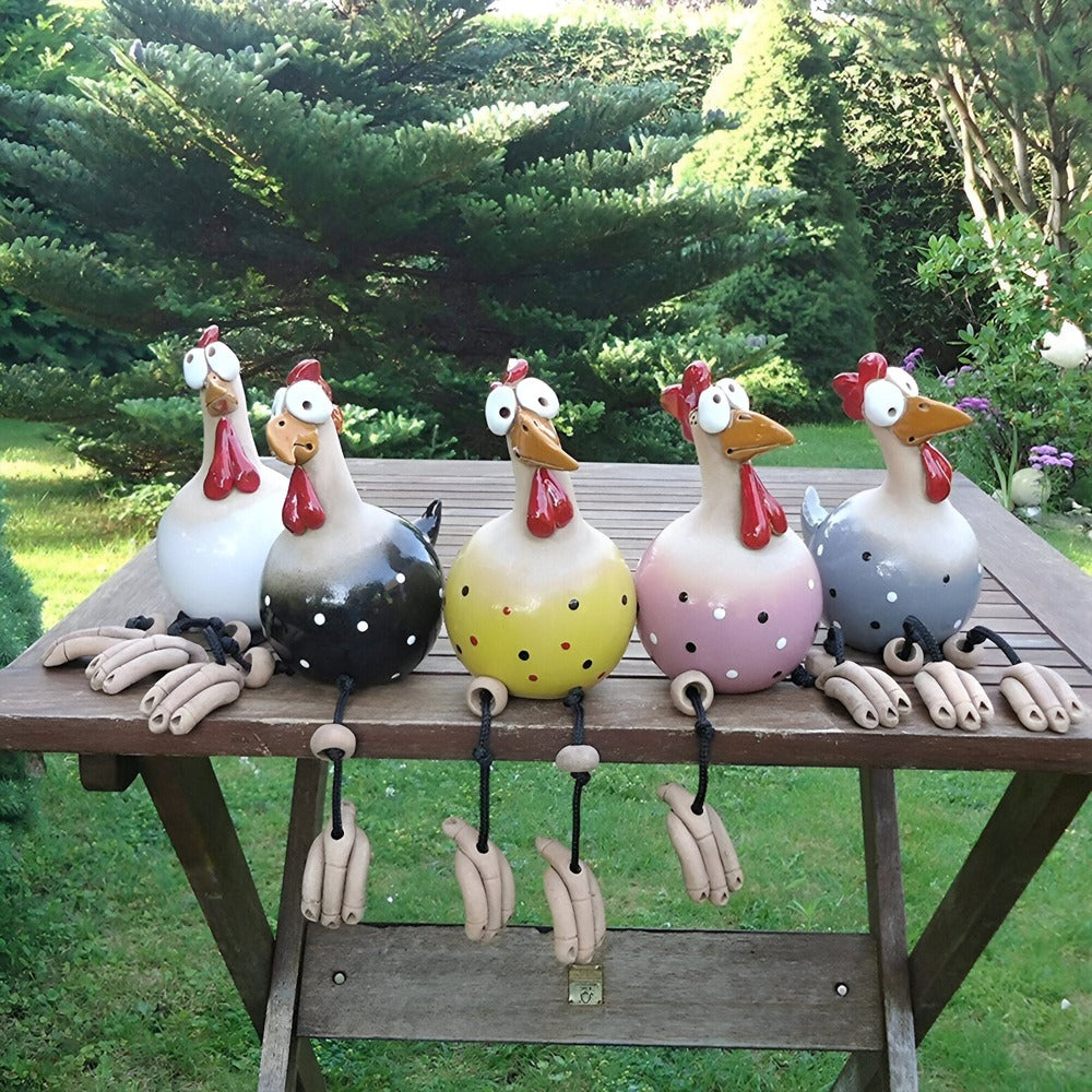 Estatua del gallo de ojos grandes - Decoración original y detalles divertidos