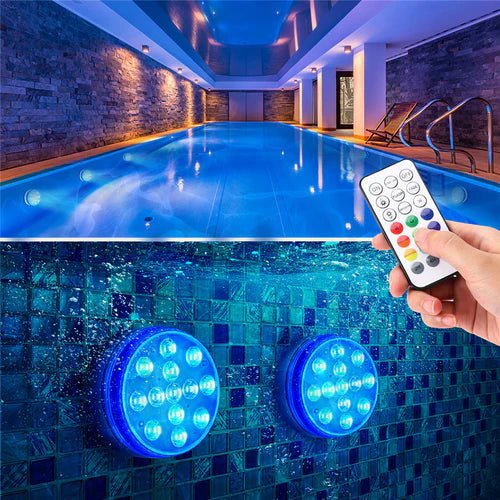 مصباح LED تحت الماء مع جهاز تحكم عن بعد - إضاءة مقاومة للماء ومتعددة الاستخدامات 