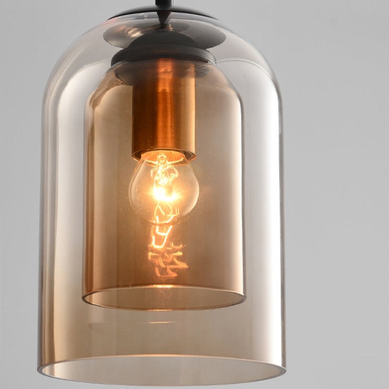 Lámpara Colgante de Cristal Vintage - Doble Acabado Metálico