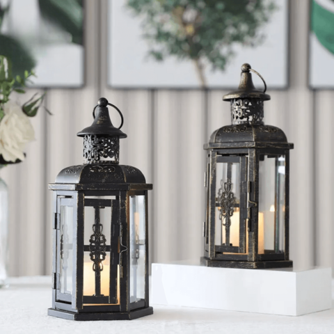 Lanterna Portacandela in Ferro Nero Stile Scandinavo 