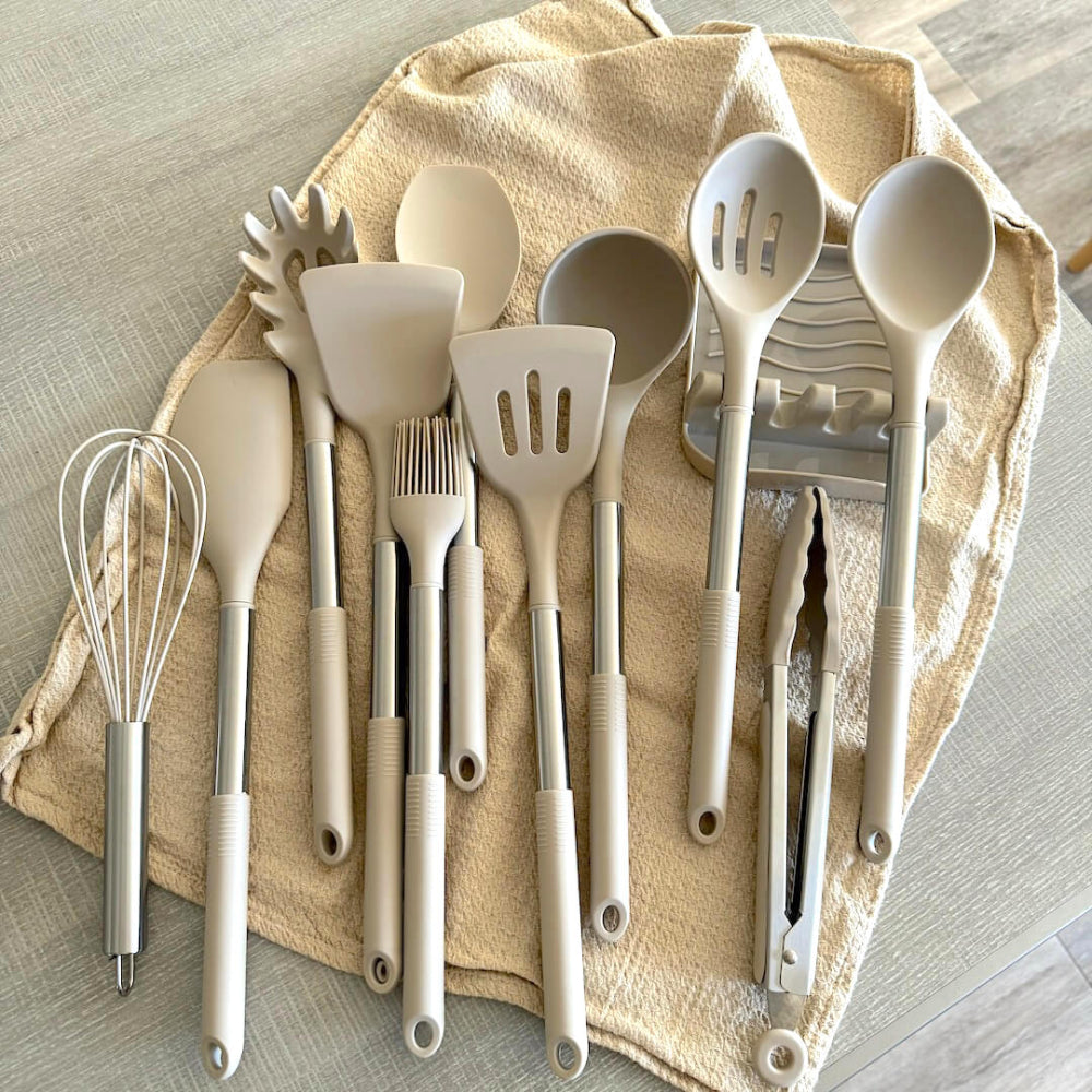 Ensemble D’Ustensiles De Cuisine En Silicone 12 Pièces — Complétude & Confort D’Utilisation