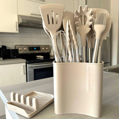 Ensemble D’Ustensiles De Cuisine En Silicone 12 Pièces — Complétude & Confort D’Utilisation