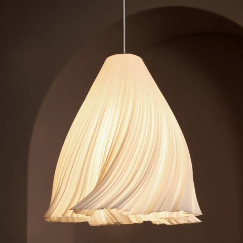 Luminária de Tecido Ondulante – Estilo Chic e Arejado 