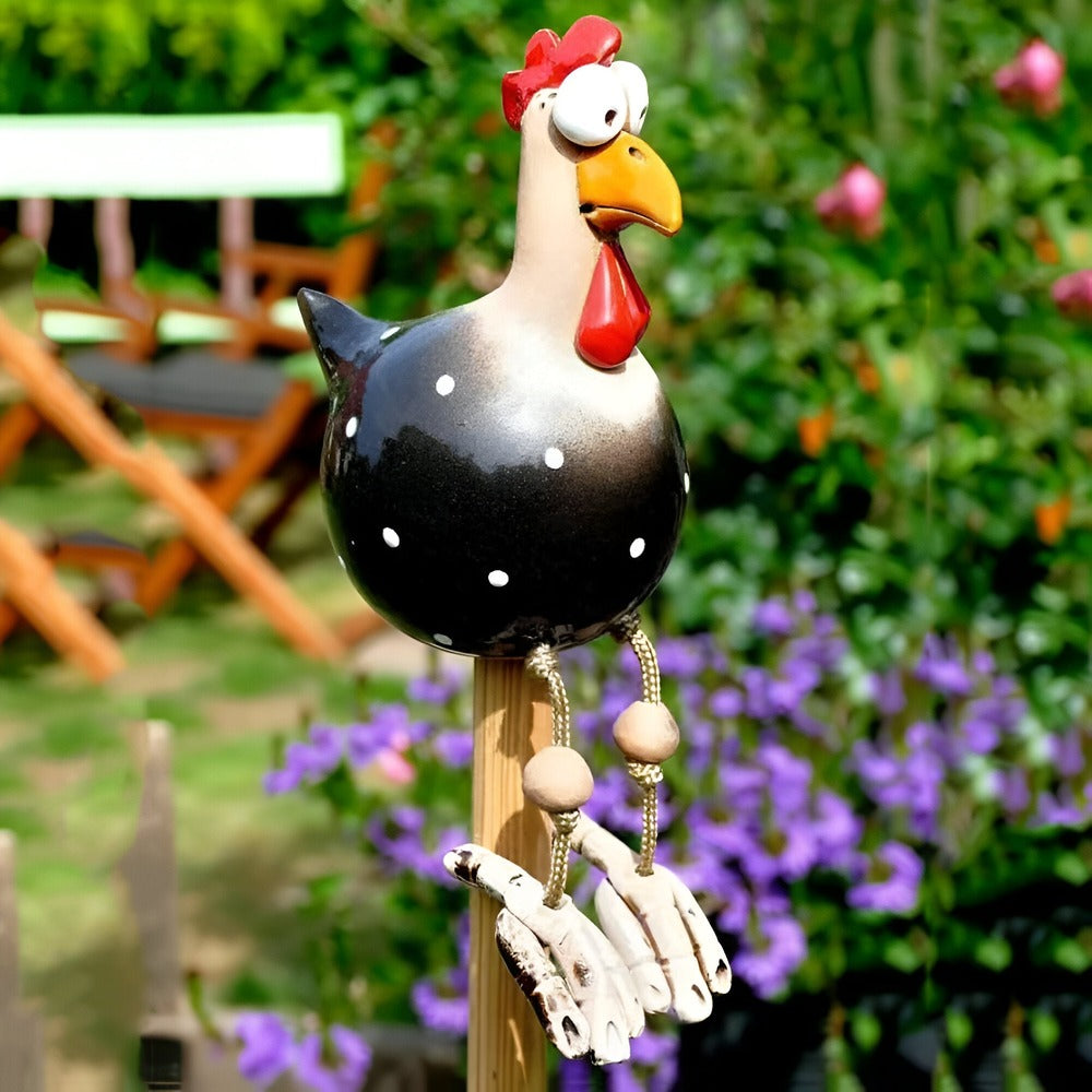 Estatua del gallo de ojos grandes - Decoración original y detalles divertidos