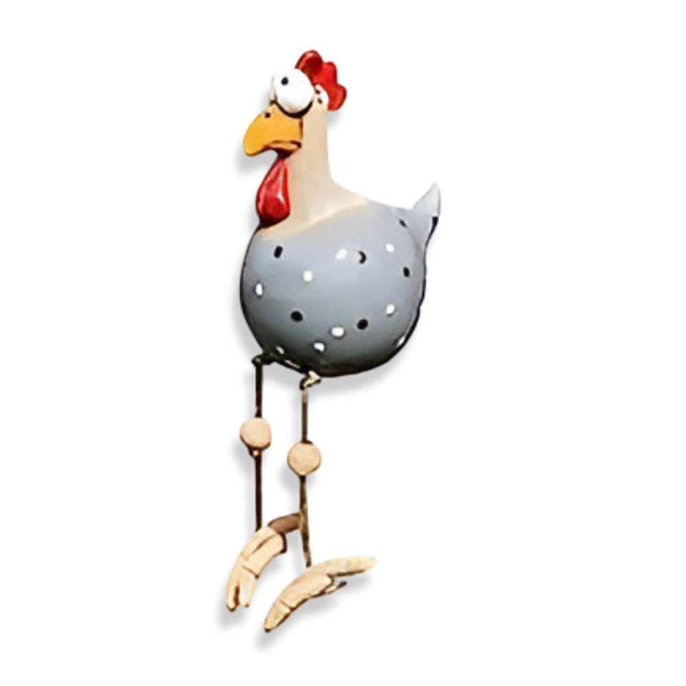 Estatua del gallo de ojos grandes - Decoración original y detalles divertidos