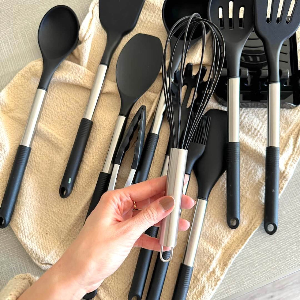 Ensemble D’Ustensiles De Cuisine En Silicone 12 Pièces — Complétude & Confort D’Utilisation