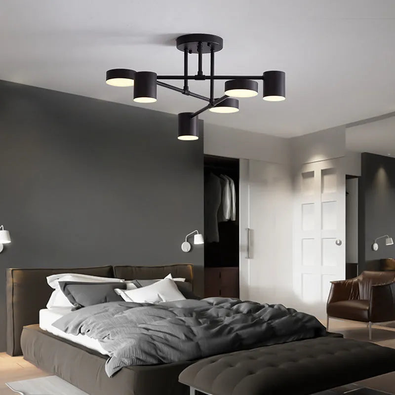 Lámpara de Techo Moderna de 6 Cabezas LED Orientables – Iluminación Versátil y Diseño Chic 