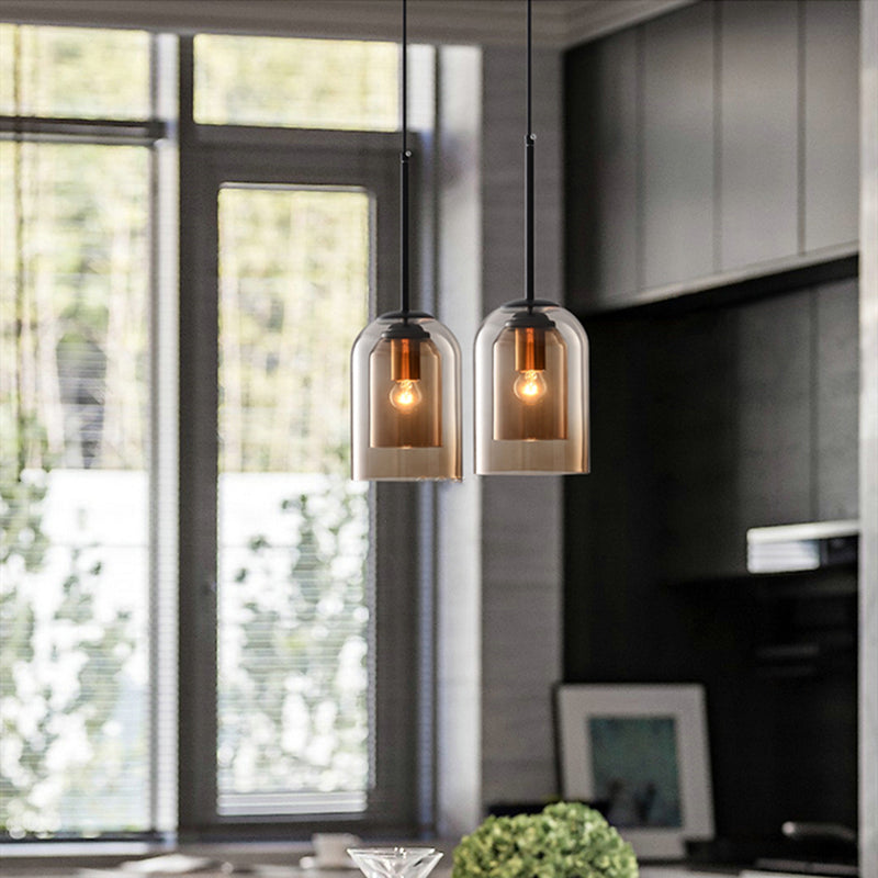 Lampe Suspendue Vintage En Verre – Double Finition Métallisée