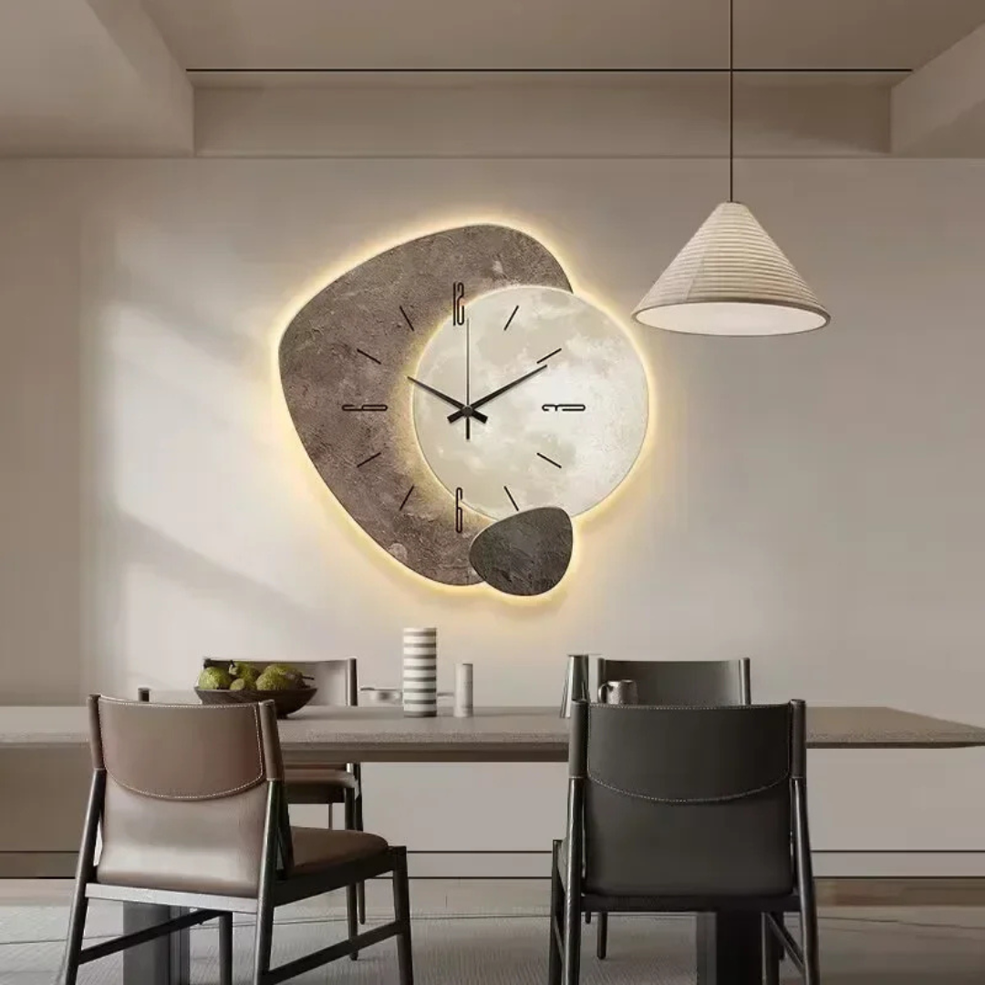 Grande Orologio da Parete – Design Moderno e Luce LED Ambientale 