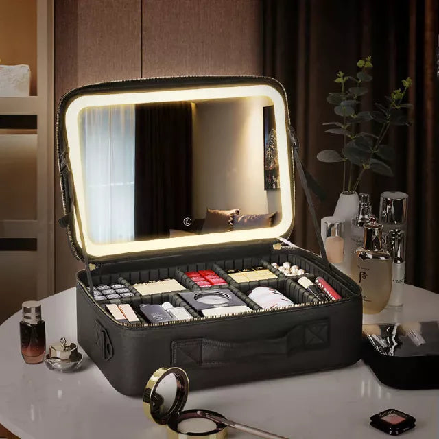 LED mirror makeup bag